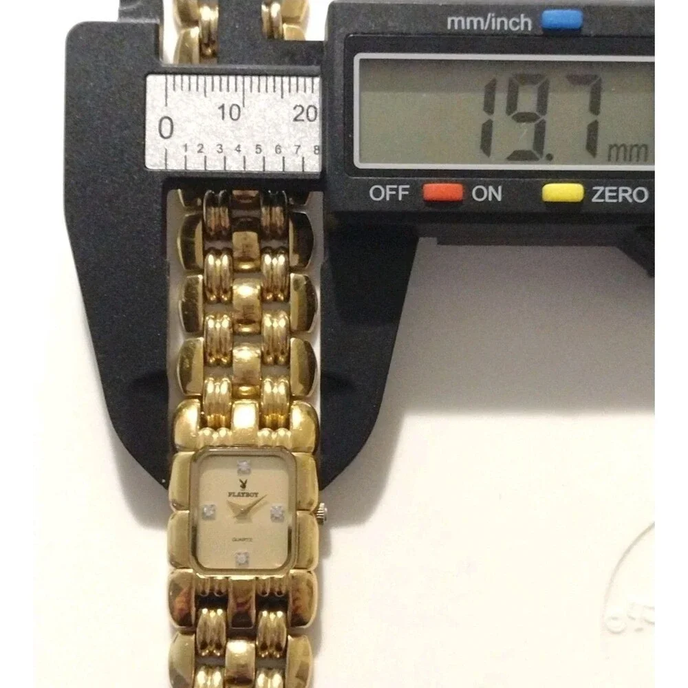 Vintage Playboy Gold Tone Time Force Swiss Watch Womens 20mm Quartz